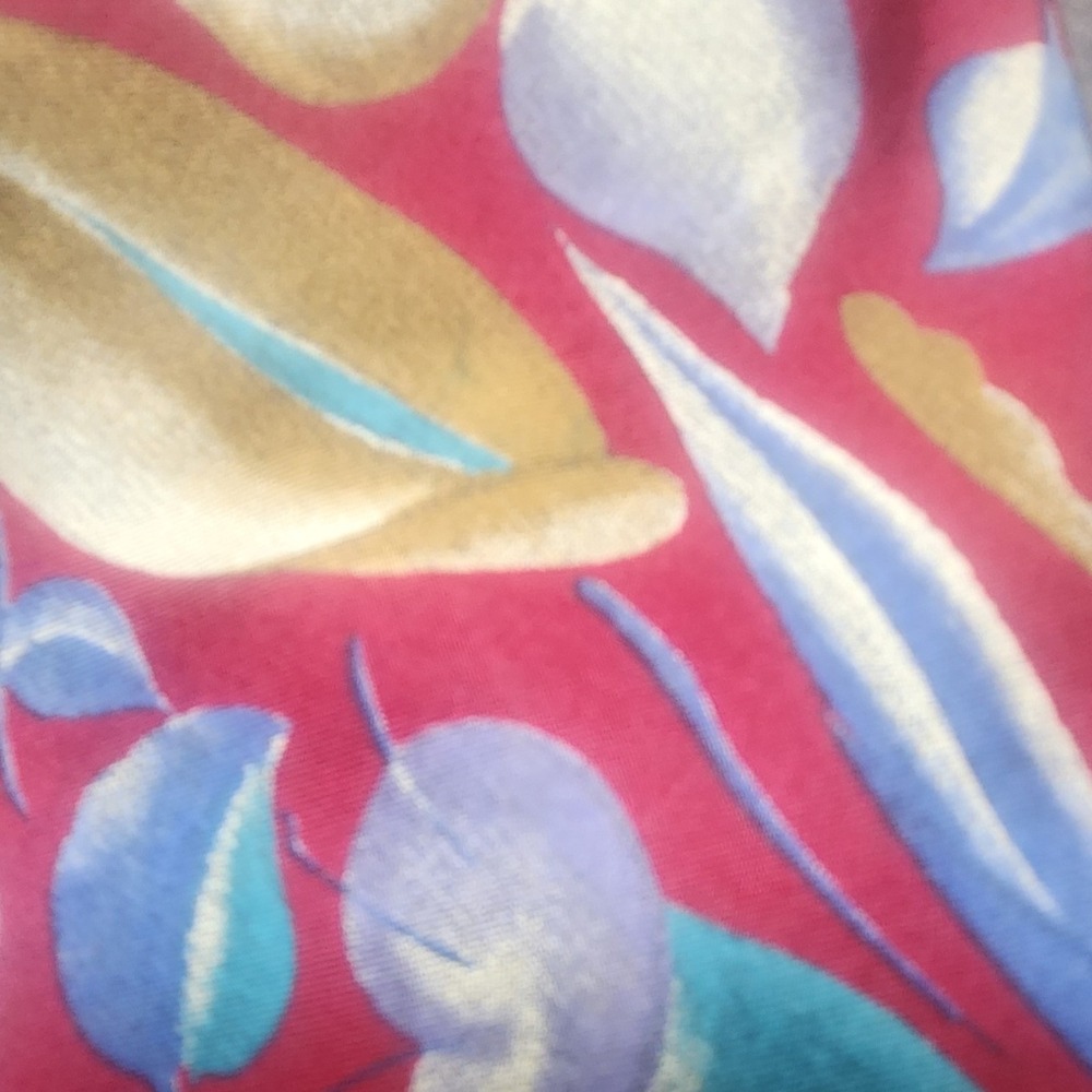 VINTAGE Geoffrey Beene Tie Mens Silk Abstract Floral Geometric Burgundy Blue 90s - Picture 4 of 4